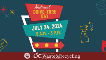 National Drive-Thru Day July 24, 2024 photo with OC Waste & Recycling logo