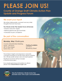 Please join us at Climate Action Plan Forum on May 12 at 6 p.m.