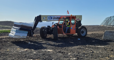 Mattresses preparing to be loaded in the trailers