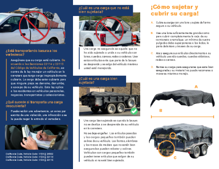 Cover Your Load brochure inside page in Spanish