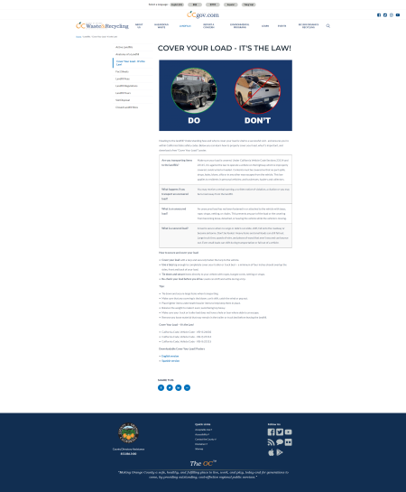 Cover Your Load webpage