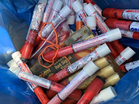 pile of marine flares