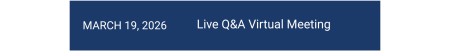 "March 19, 2026 date" and "Live Q&A Virtual Meeting" in blue block