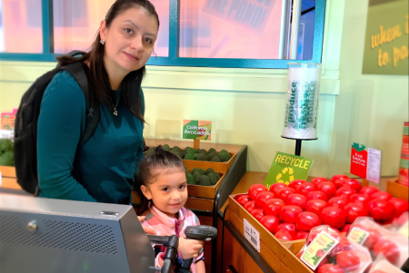 Woman and child at grocery store