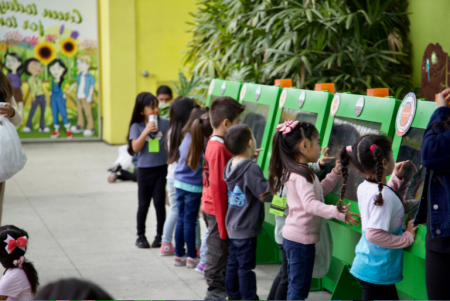 children at organics waste lab
